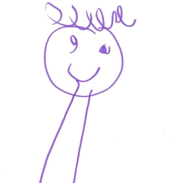 Child's drawing of Kalala with curly hair